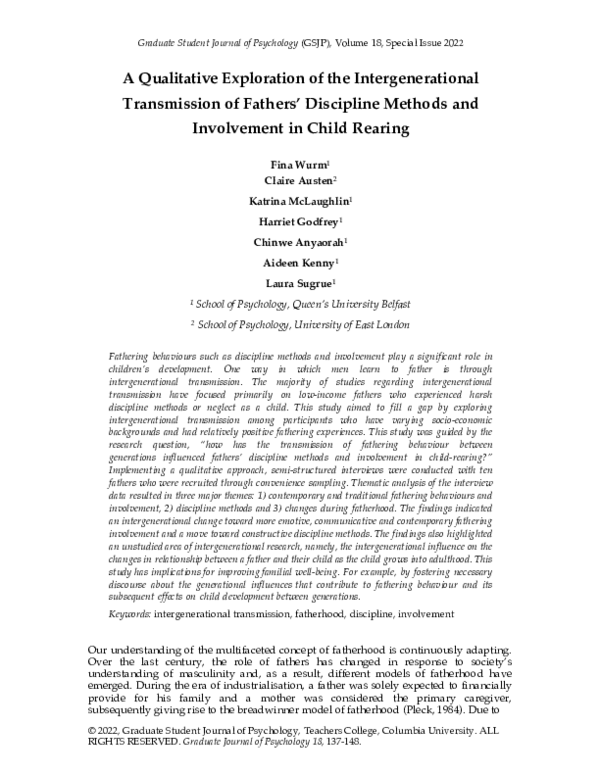 (PDF) A qualitative exploration of the intergenerational transmission ...