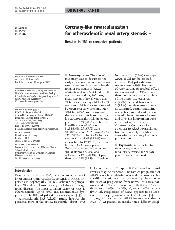 (PDF) Coronary-like revascularization for atherosclerotic renal artery ...