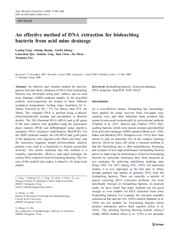(PDF) An effective method of DNA extraction for bioleaching bacteria ...
