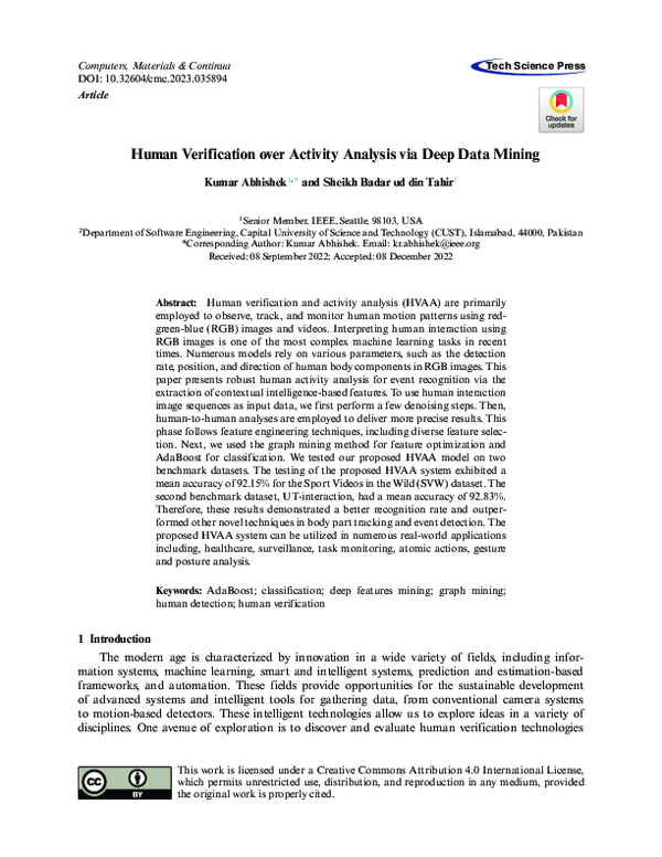 (PDF) Human Verification over Activity Analysis via Deep Data Mining