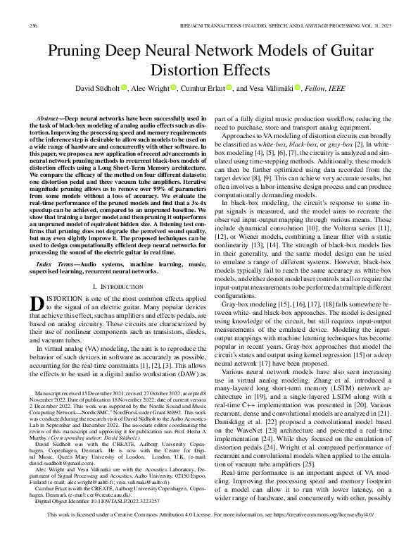 (PDF) Pruning Deep Neural Network Models of Guitar Distortion Effects