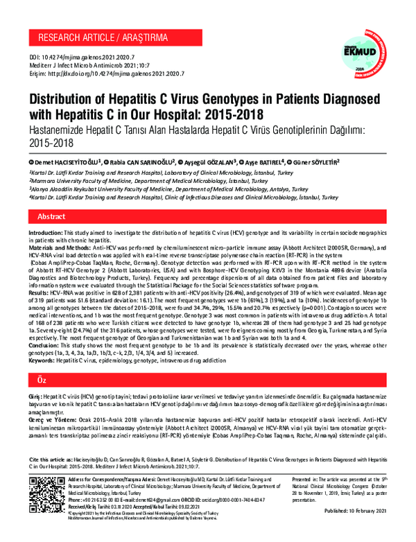 (PDF) Distribution of Hepatitis C Virus Genotypes in Patients Receiving ...