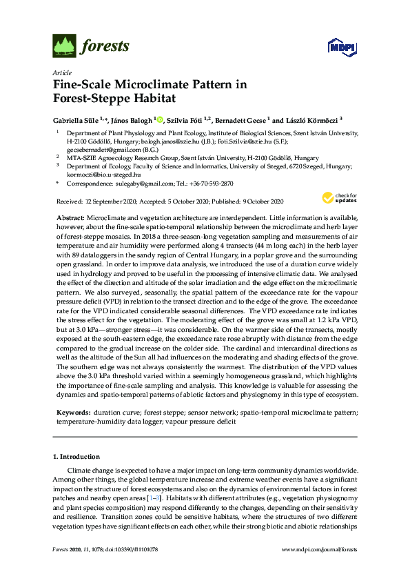 (PDF) Fine-Scale Microclimate Pattern in Forest-Steppe Habitat | János ...