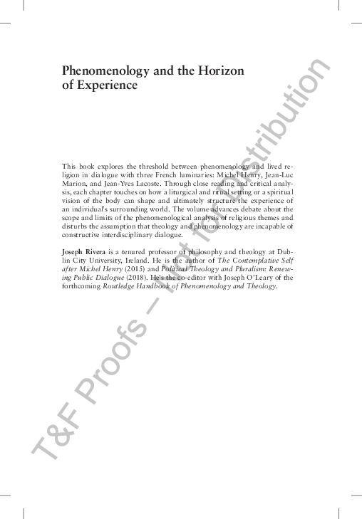 (PDF) Phenomenology and the Horizon of Experience