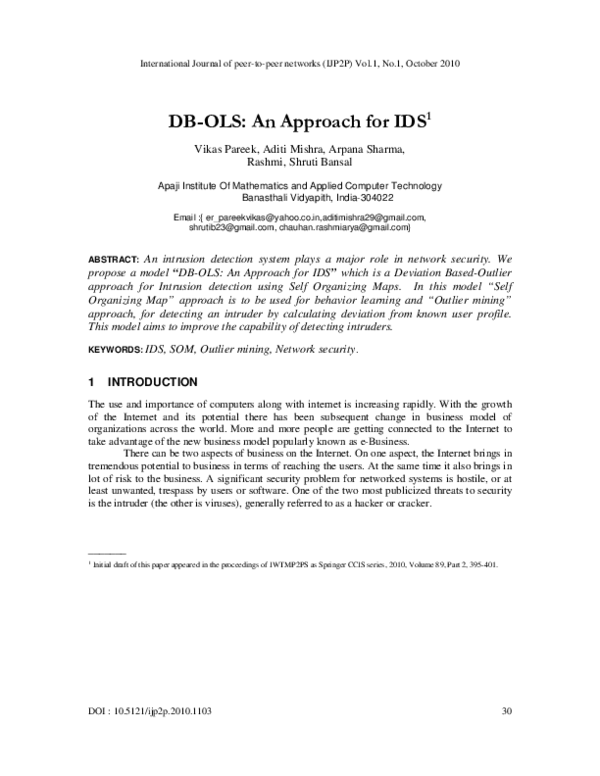 (PDF) DB-OLS: An Approach for IDS