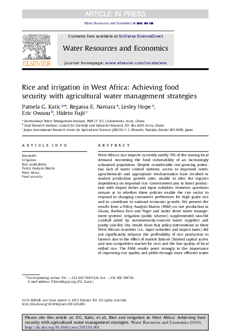 (PDF) Rice and irrigation in West Africa: Achieving food security with ...