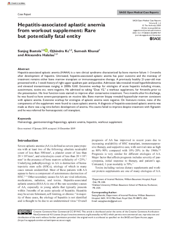 (PDF) Hepatitis-associated aplastic anemia from workout supplement ...