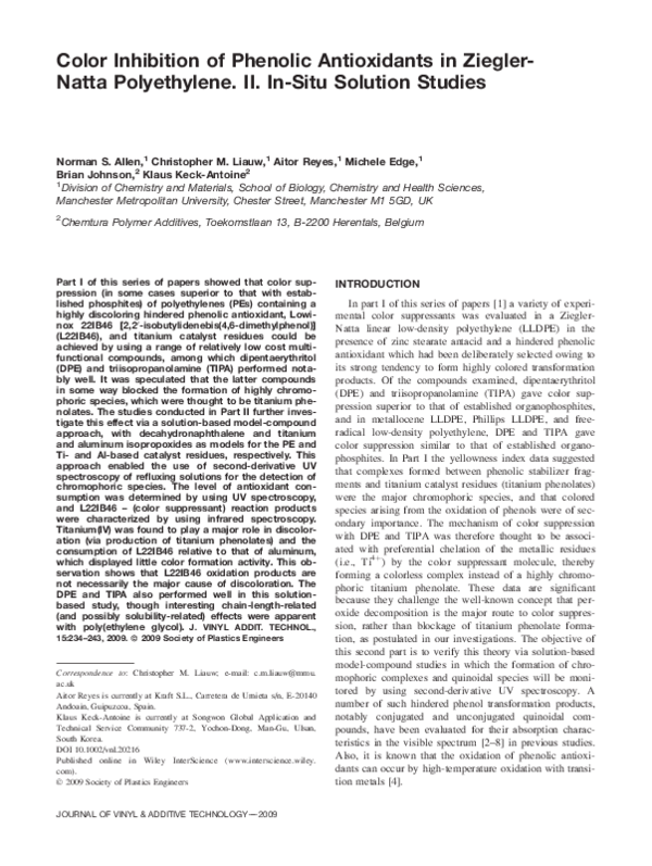(PDF) Color inhibition of phenolic antioxidants in Ziegler-Natta ...