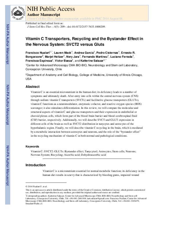 (PDF) Vitamin C Transporters, Recycling and the Bystander Effect in the ...