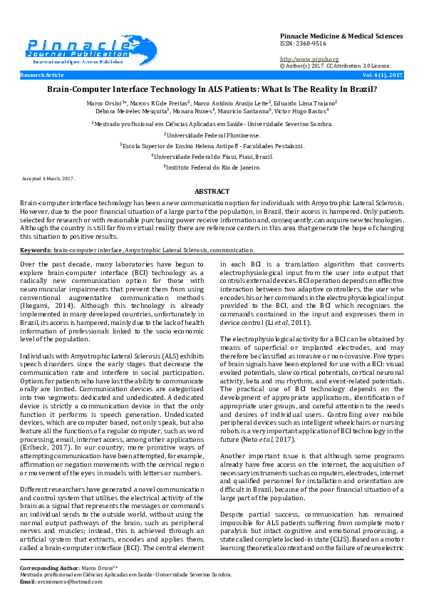 (PDF) Brain-Computer Interface Technology In ALS Patients: What Is The ...