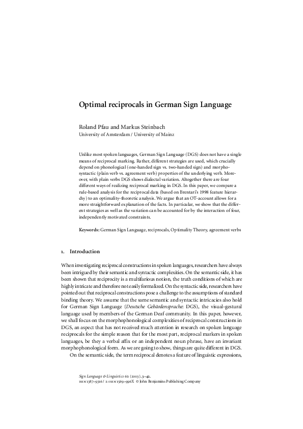 (PDF) Optimal reciprocals in German Sign Language