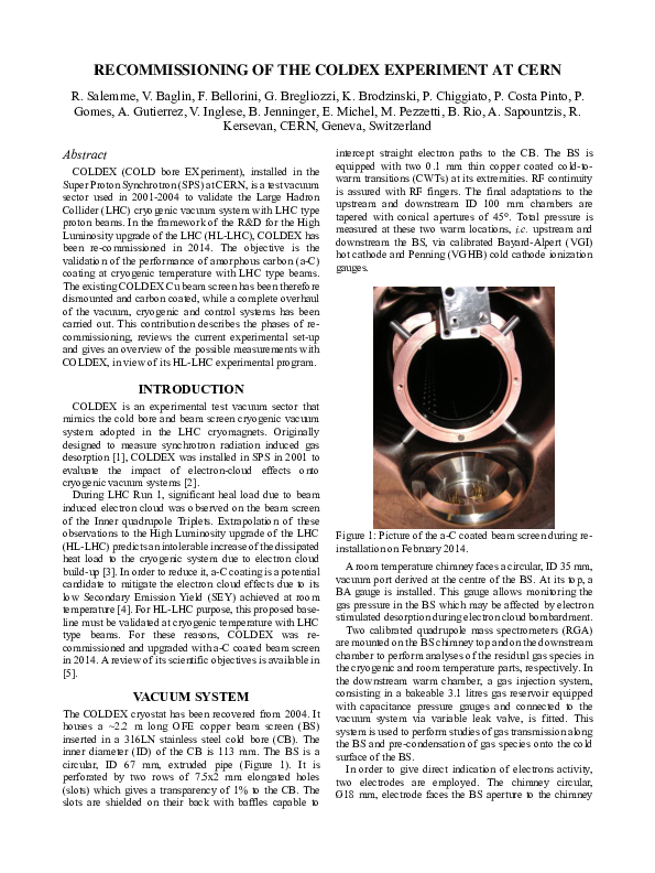 (PDF) Recommissioning of the COLDEX Experiment at CERN