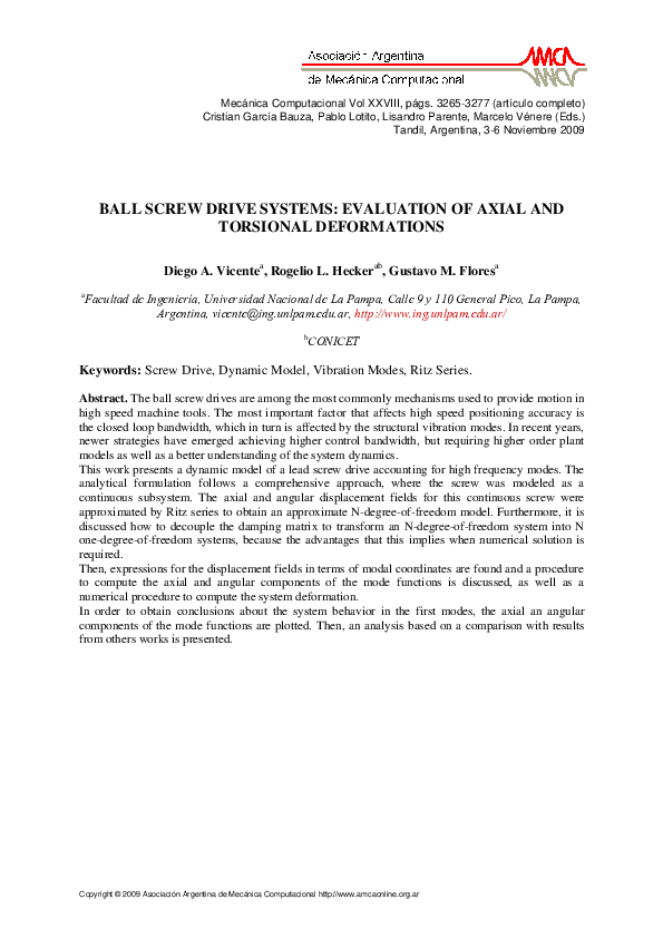 (PDF) Ball Screw Drive Systems: Evaluation of Axial and Torsional ...