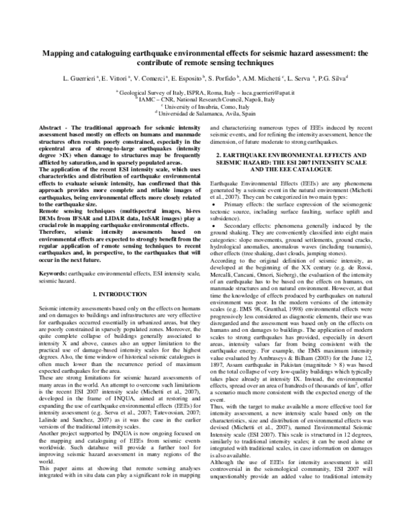 (PDF) Mapping and cataloguing earthquake environmental effects for ...
