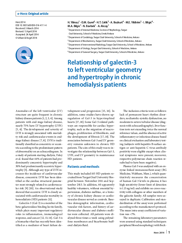 (PDF) Relationship of galectin-3 to left ventricular geometry and ...