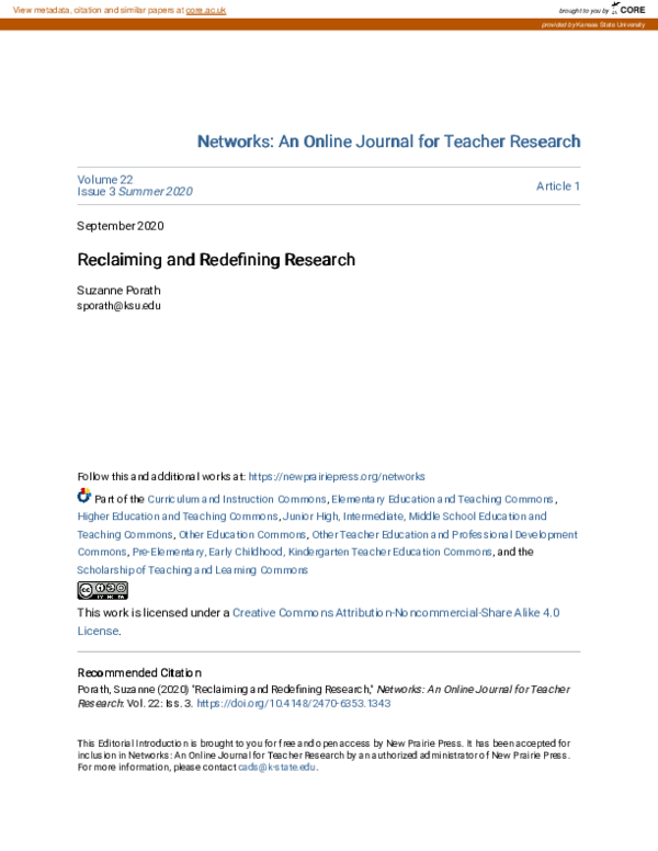 (PDF) Reclaiming and Redefining Research