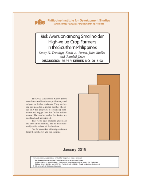 (PDF) Risk Aversion among Smallholder High-value Crop Farmers in the ...
