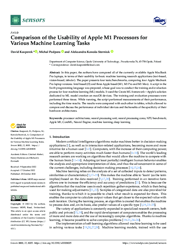 (PDF) Comparison of the Usability of Apple M1 Processors for Various ...