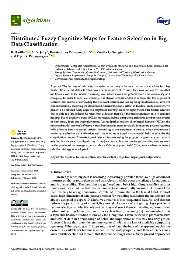 (PDF) Distributed Fuzzy Cognitive Maps for Feature Selection in Big ...