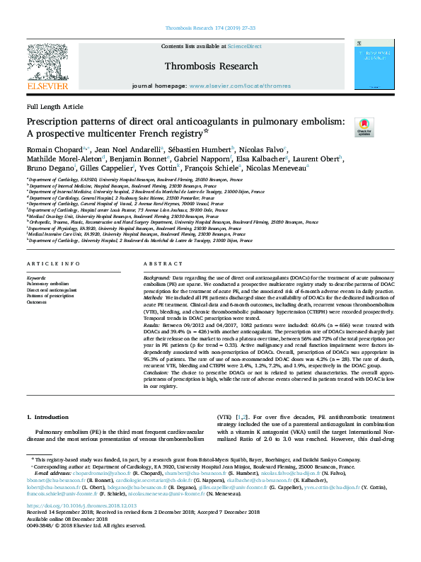 (PDF) Prescription patterns of direct oral anticoagulants in pulmonary ...