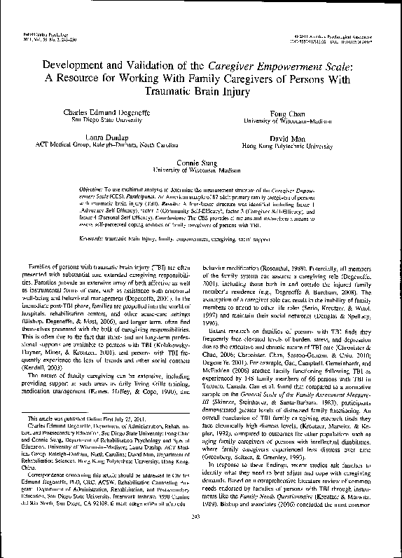 (PDF) Development and validation of the Caregiver Empowerment Scale: A ...