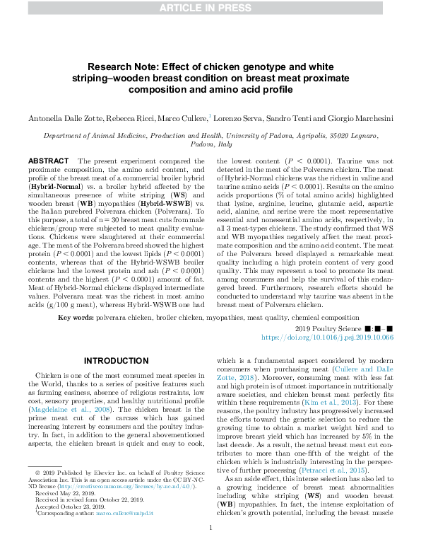 (PDF) Research Note: Effect of chicken genotype and white striping ...