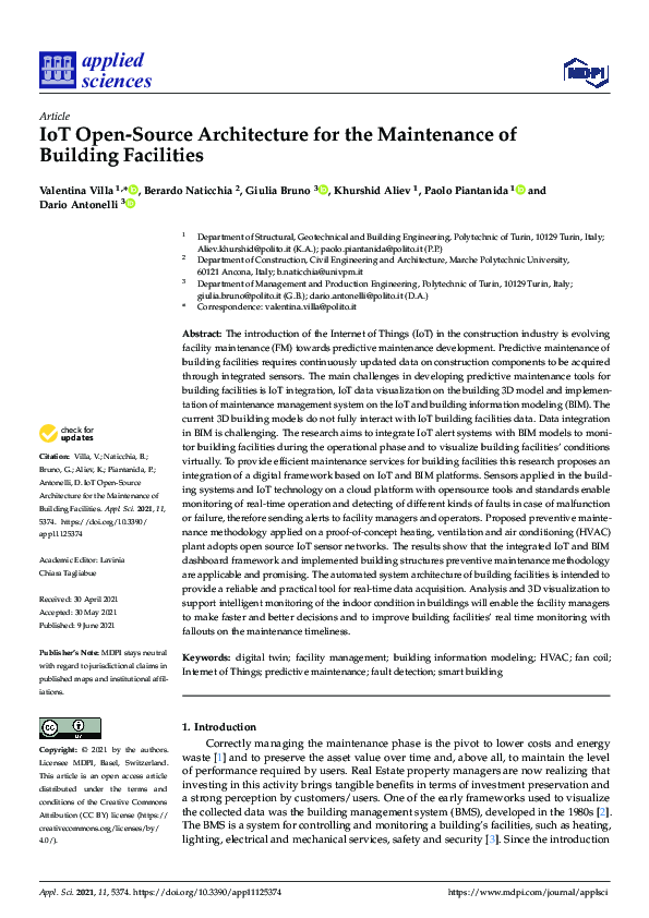 (PDF) IoT Open-Source Architecture for the Maintenance of Building ...