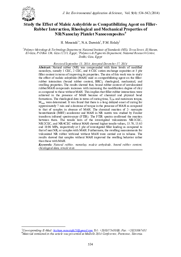 (PDF) Study the Effect of Maleic Anhydride as Compatibilizing Agent on ...