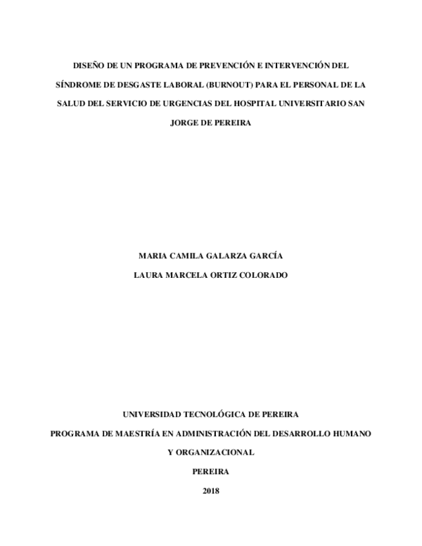 (PDF) Diseño de un programa de prevención e intervención del síndrome ...