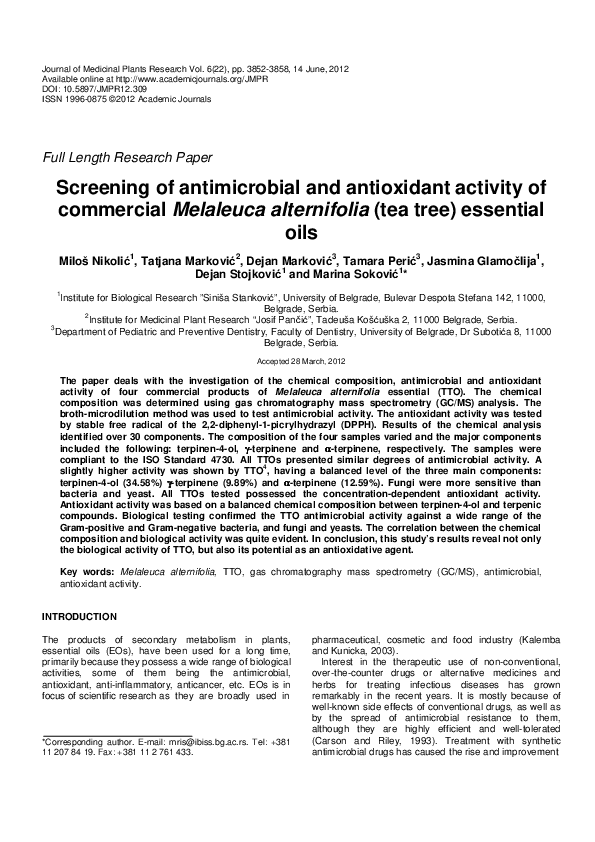 (PDF) Screening of antimicrobial and antioxidant activity of commercial ...