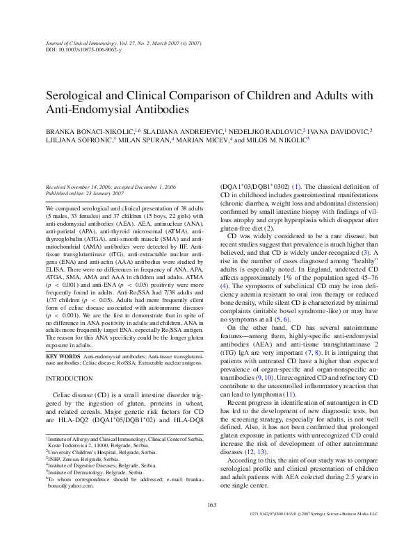 (PDF) Serological and Clinical Comparison of Children and Adults with ...