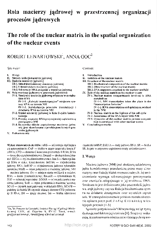 (PDF) [The role of nuclear cell matrix in spatial organization of ...