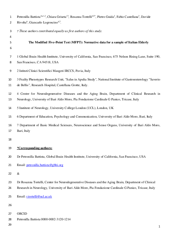 (PDF) The Modified Five-Point Test (MFPT): normative data for a sample ...