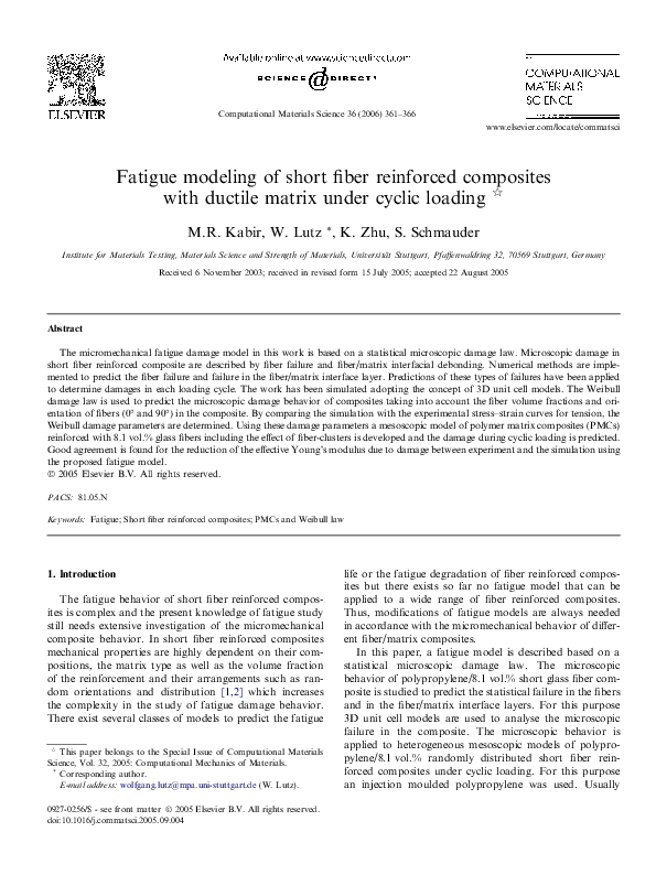 (PDF) Fatigue modeling of short fiber reinforced composites with ...