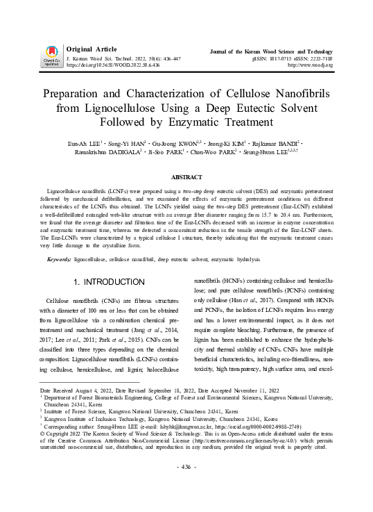 (PDF) Preparation and Characterization of Cellulose Nanofibrils from ...