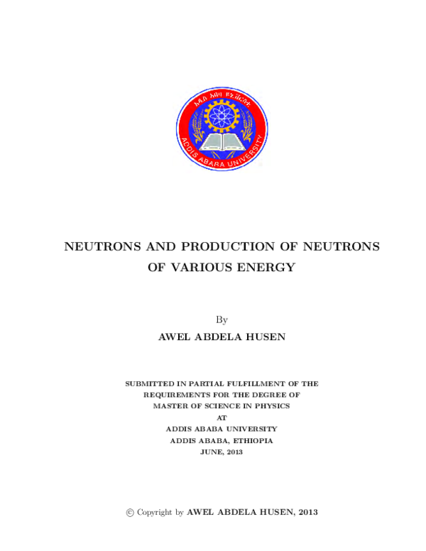 (PDF) Neutrons and Production of Neutrons of Various Energy