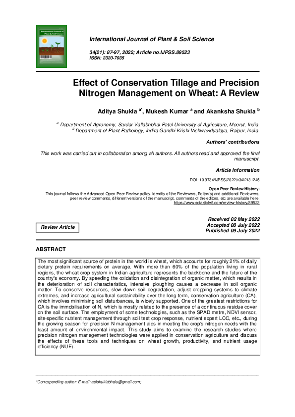 (PDF) Effect of Conservation Tillage and Precision Nitrogen Management ...