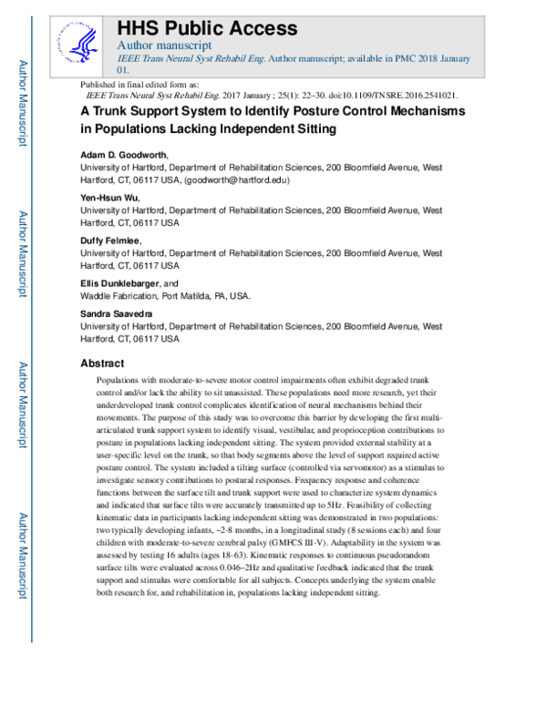 (PDF) A Trunk Support System to Identify Posture Control Mechanisms in ...