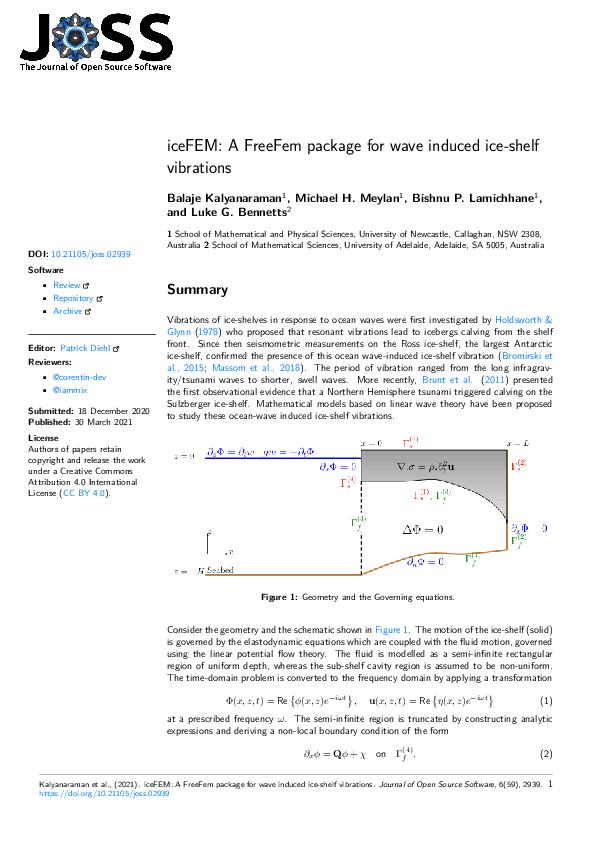 (PDF) iceFEM: A FreeFem package for wave induced ice-shelf vibrations