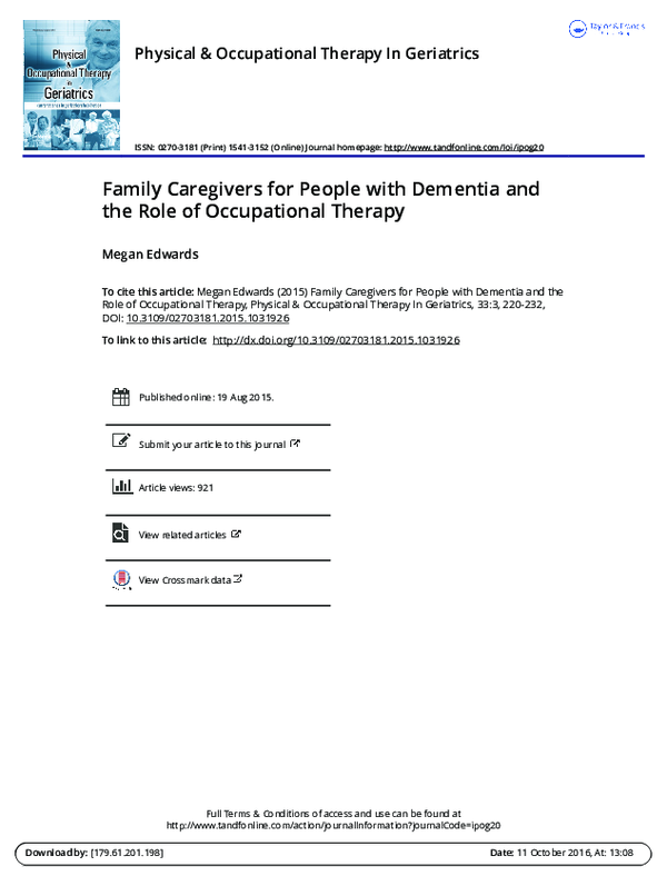 (PDF) Family Caregivers for People with Dementia and the Role of ...