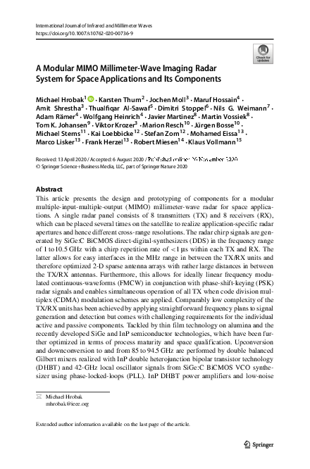 (PDF) A Modular MIMO Millimeter-Wave Imaging Radar System for Space ...