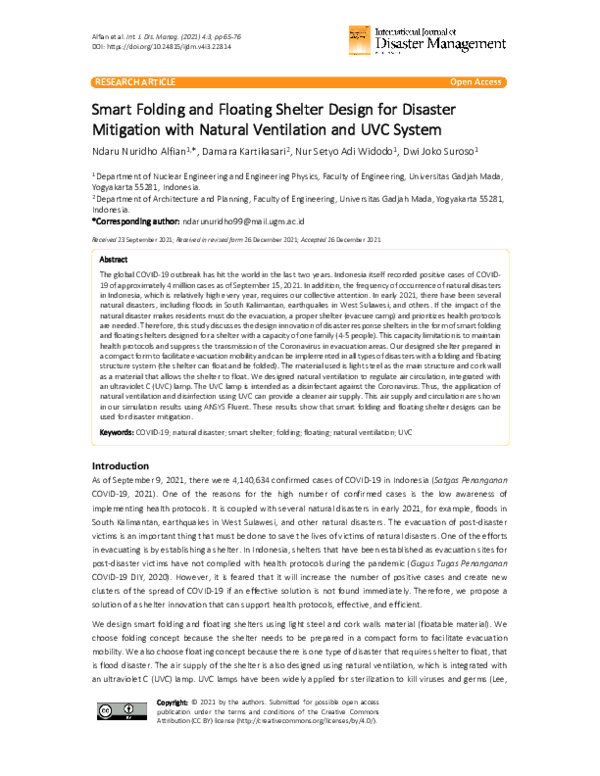 (PDF) Smart Folding and Floating Shelter Design for Disaster Mitigation ...