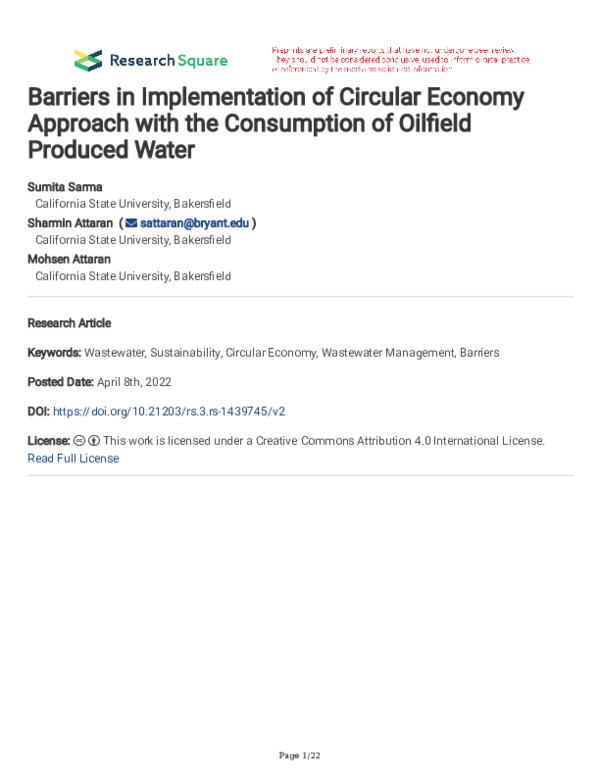 (PDF) Barriers in Implementation of Circular Economy Approach with the ...