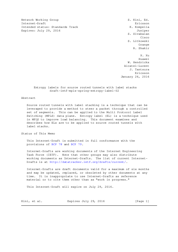 (PDF) Entropy Label for Source Packet Routing in Networking (SPRING ...