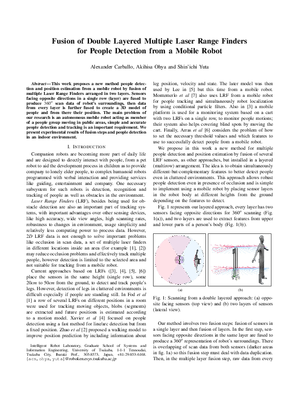 (PDF) Fusion of double layered multiple laser range finders for people ...