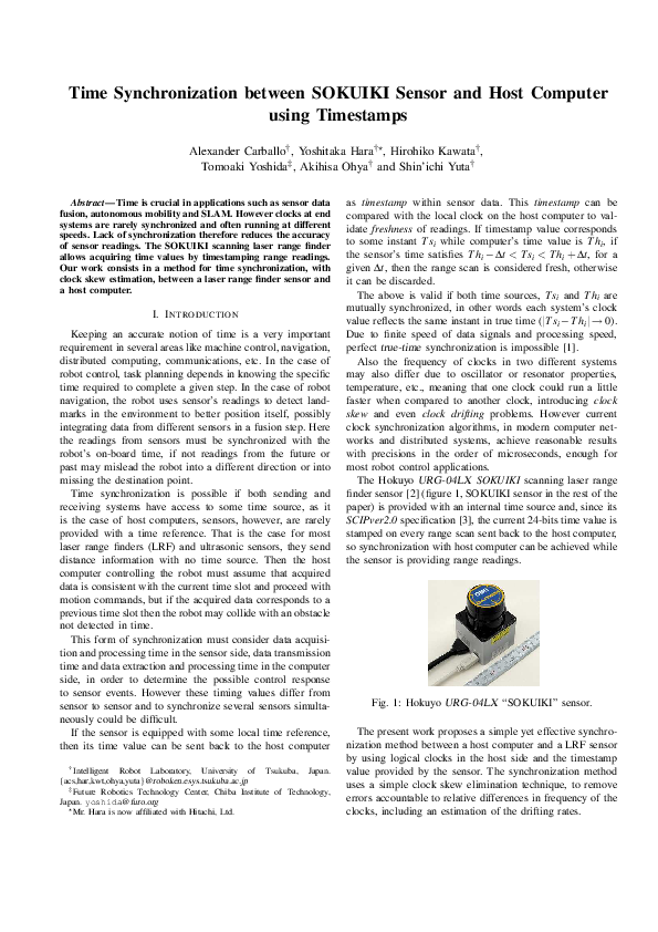 (PDF) Time synchronization between SOKUIKI sensor and host computer ...