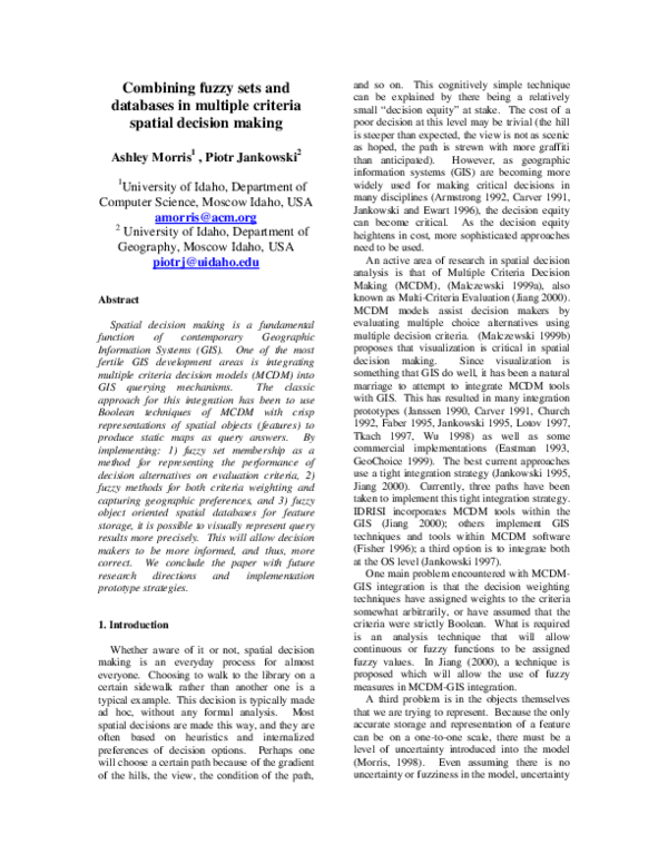 (PDF) Combining Fuzzy Sets and Databases in Multiple Criteria Spatial ...