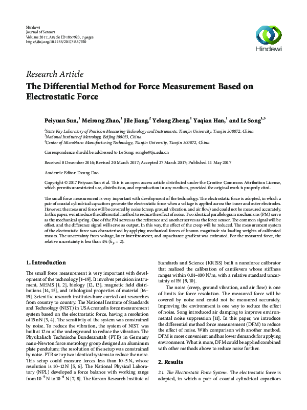 (PDF) The Differential Method for Force Measurement Based on ...