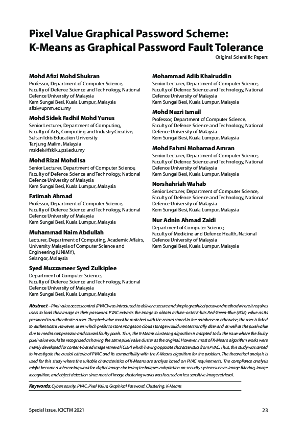 (PDF) Pixel Value Graphical Password Scheme