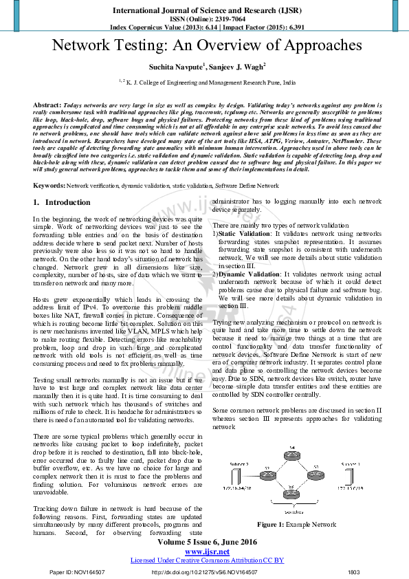 (PDF) Network Testing An Overview of Approaches Sanjeev Wagh